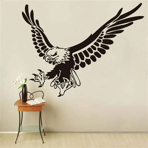 Flying Eagle Wall Sticker Eagle Soar Bird Swing Wing Wall Art Mural Decals Kids Room PVC Hollow ...