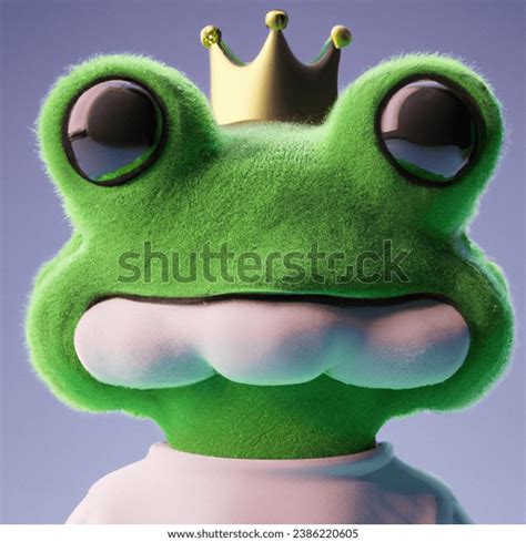 Fluffy 3d Image Frog Head Crown Ai Generated Image 2386220605