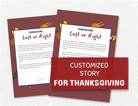 Thanksgiving Left Right Game Printable Thanksgiving Pass The Etsy