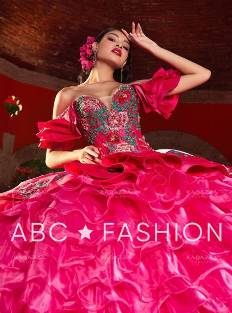 Ruffled Floral Charro Quinceanera Dress By Ragazza M