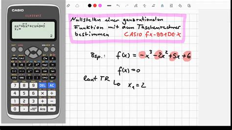 Nullstellen Mit Dem Taschenrechner Bestimmen Casio Fx 991DE X YouTube