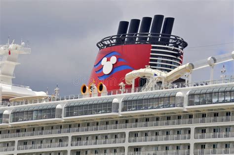 Disney Dream Cruise Ship Funnel In Nassau Bahamas Editorial Photo