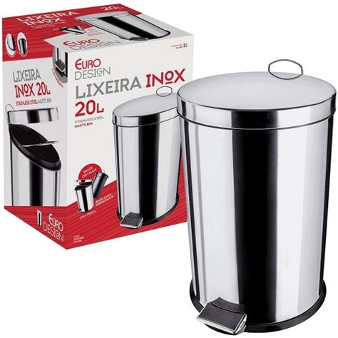 Lixeira Inox Litros C Pedal Euro Ludi Distribuidora De Material De