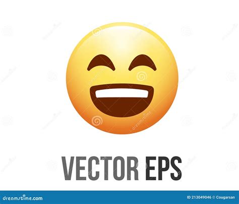 Vector Gradient Yellow Happy Big Smiley Face Icon With Closing Eyes