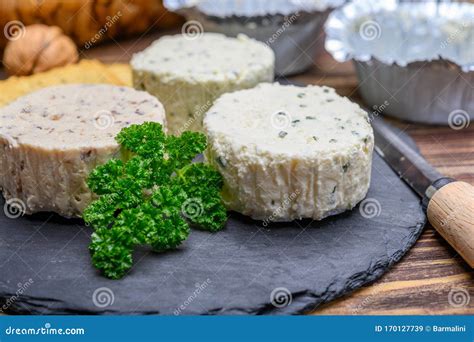 Spread Cream Cheese With Herbs Garlic Chives And Spices Close Up