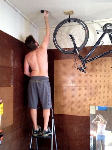 How To Hang A Bike From The Ceiling Bike Storage Garage Bike Storage