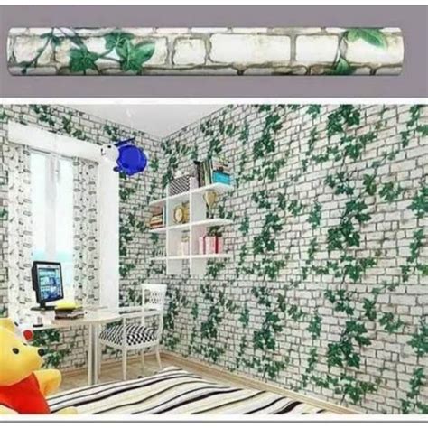 Jual Wallpaper Dinding Motif Bata Daun Premium Quality 45cm X 5m