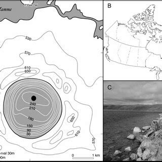 Pingualuit Crater Lake. (a) Bathymetric maps of Pingualuit Crater Lake ...