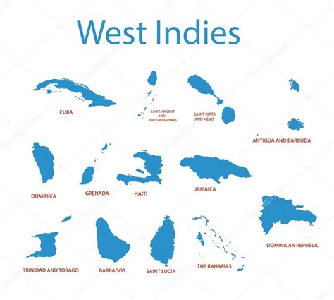 West Indies - vector maps of countries — Stock Vector © pavalena #117950966