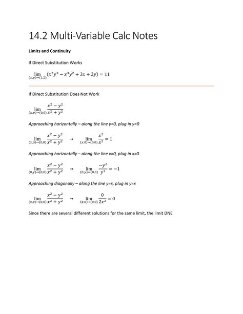 Multivariable Calc Chapter 14 Notes 14 Multi Variable Calc Notes