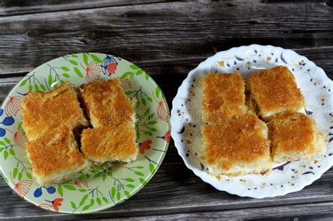 A Traditional Middle Eastern Dessert Knafeh Konafa Made With Spun