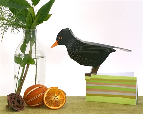 Blackbird Greeting Card Pop Up Paper Bird Card Blackbird Etsy Uk