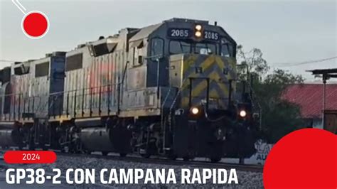 Trenes de CPKC en Reynosa GP38 2 Grey Ghost con campana rápida