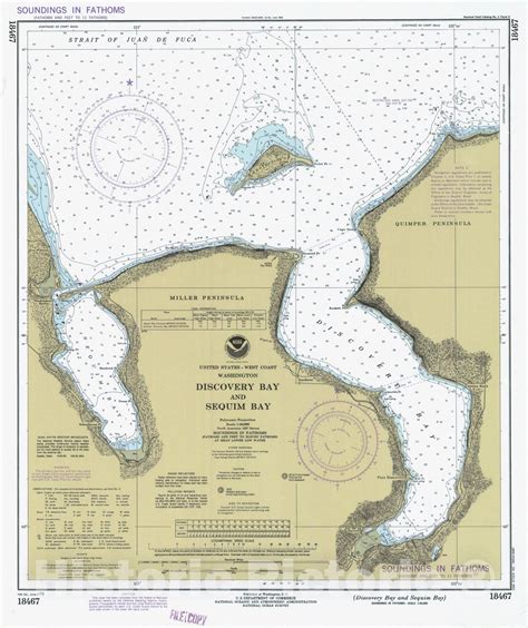 Historic Nautical Map Discovery Bay And Sequim Bay WA 1979 NOAA