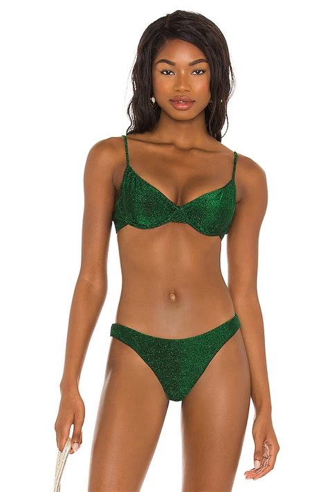 Nookie X Revolve Demi Cup Bikini Top In Olive Lurex Revolve