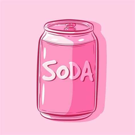 Vector art of a simple kawaii soda metal can. Isolated object of a pink fresh beverage inside an ...