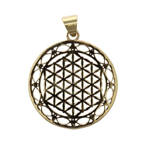 Pendentif En Bronze Flor Vida Double Cercle