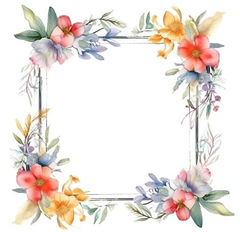 Moldura Quadrada De Flores Silvestres Cores Pastel Lindas Vetor Premium