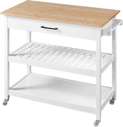 Homcom Carrello Da Cucina Salvaspazio In Legno Mdf Bianco Con