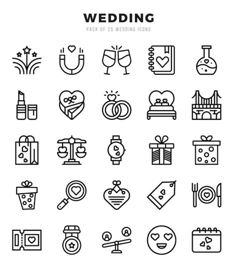 Premium Vector Set Of 25 Wedding Lineal Icons Pack