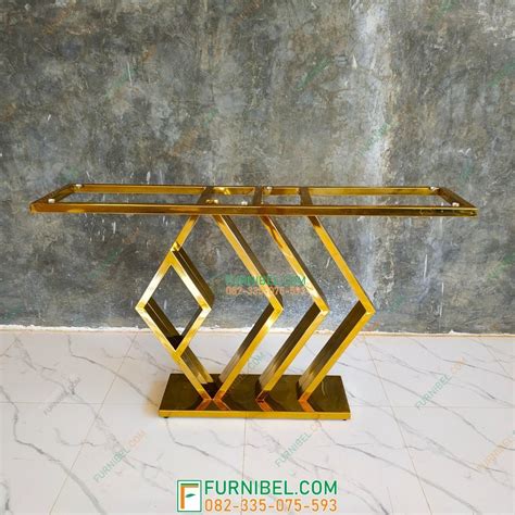 Jual Meja Konsol Granit Onyx Stainless Gold Mirror Minimalis