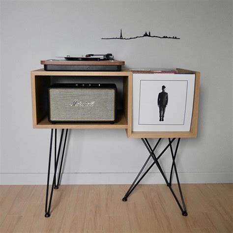 Meuble R Tro Pour Platine Vinyle Et Enceinte Kopo Cr Ation