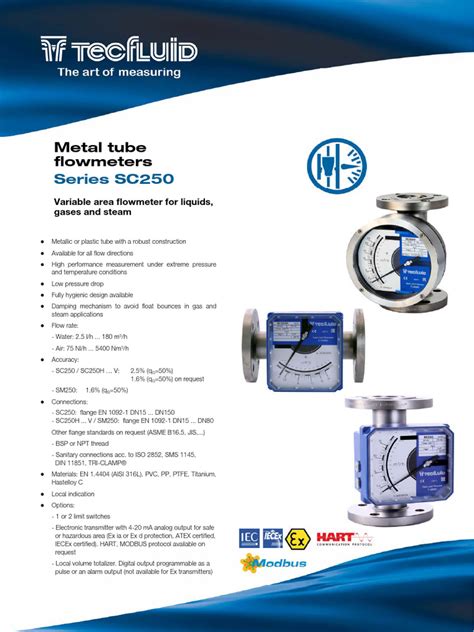 274 Series Sc250 Metal Tube Variable Area Flowmeter Rev4 Technical