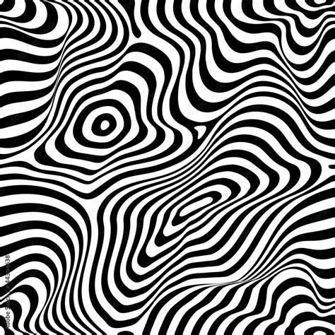 Vector Monochrome Seamless Pattern Curved Lines Striped Black And White Background Abstract