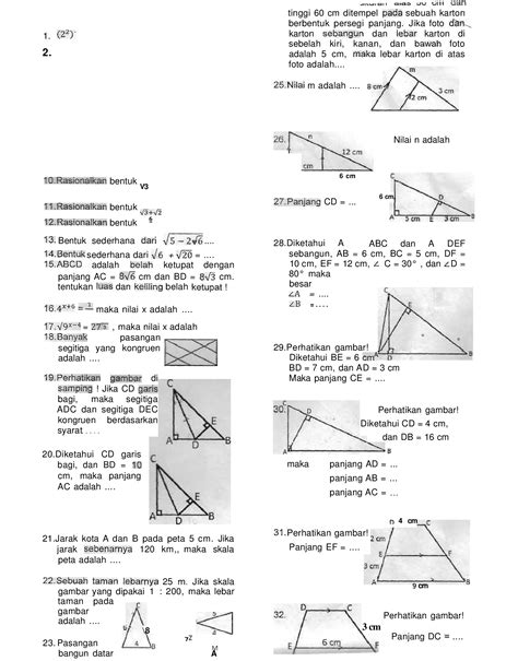 Contoh Dan Pembahasan Soal Bab Kesebangunan Dan Kekongruenan Youtube