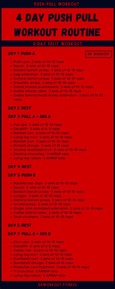 4 Day Push Pull Workout Routine With Pdf Dr Workout