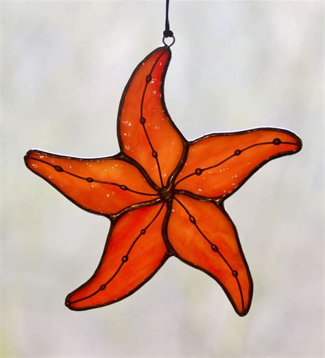 Stained Glass Starfish Suncatcher Window Hangings Decor Sea Lover