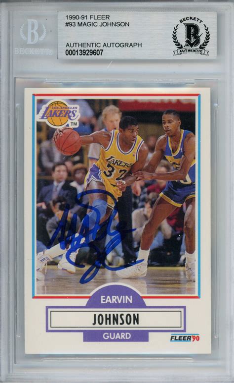 Magic Johnson Autographed Fleer Trading Card Beckett Slab