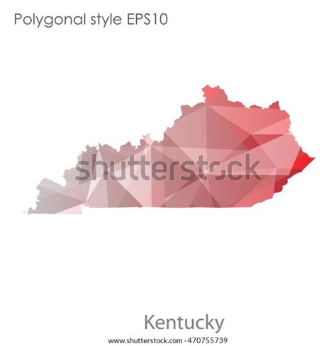 Kentucky State Map Geometric Polygonal Styleabstract Stock Vector