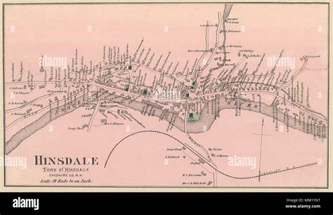 Map of Hinsdale. 1877 Stock Photo - Alamy