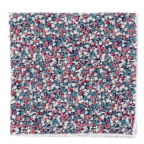 Pochette Costume Liberty Bleu Marine Rose Et Blanc