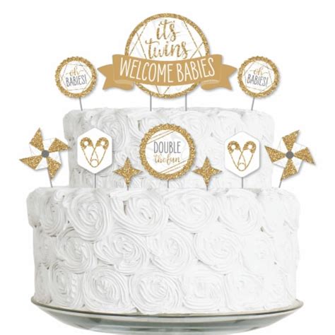 Big Dot Of Happiness It S Twins Gold Baby Shower Cake Decor Kit