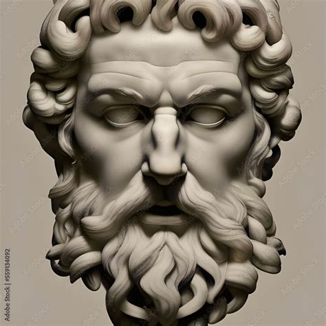 Generative Ai Image Featuring A Chiseled White Marble Statue Bust Of Greek God Zeus Also Known