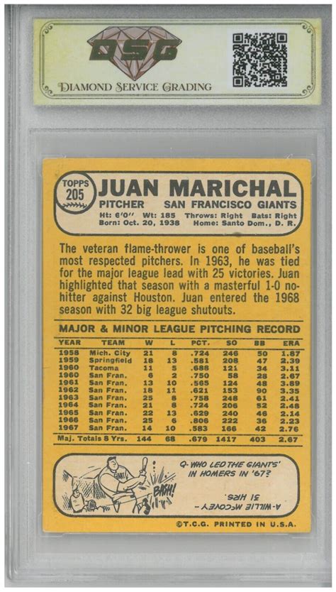 Topps Juan Marichal Dsg Ex Ebay