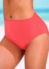 Rotita Coral Red High Waisted Bikini Bottom Rotita Usd