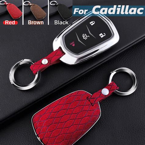 Suede Leather Alloy Car Key Fob Case Cover For Cadillac Xt Xt Cts Ct