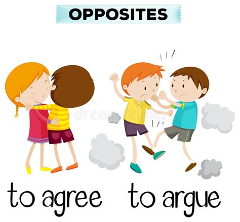 Opposite Words For Agree And Argue Editorial Image Illustration Of