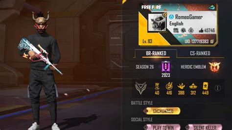 Romeo Gamer Free Fire Max Id Stats K D Ratio Discord Link Youtube