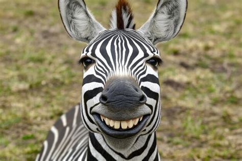 A Portrait Of A Happy Zebra Premium Ai Generated Image