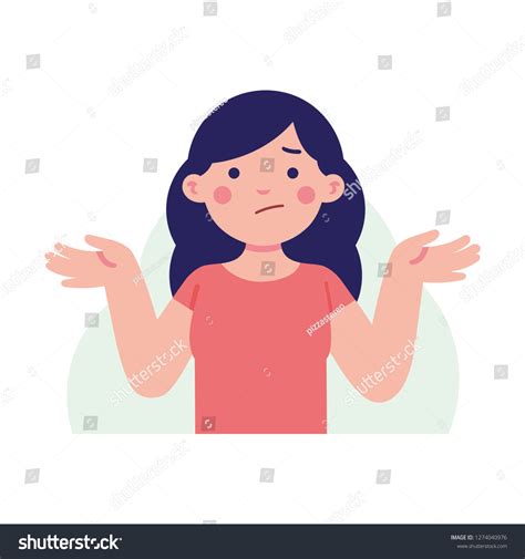 Woman Lift Her Hand Confused Face Stock Vector Royalty Free