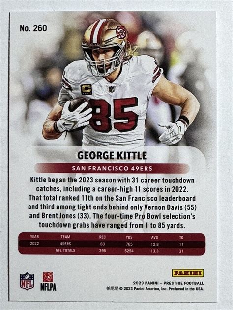 George Kittle San Francisco Ers Panini Prestige Nfl Football