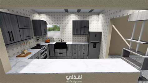 تصميمات 3d مطابخ من اعمالنا تصميم 3d لمطبخ امريكانى American Kitchen