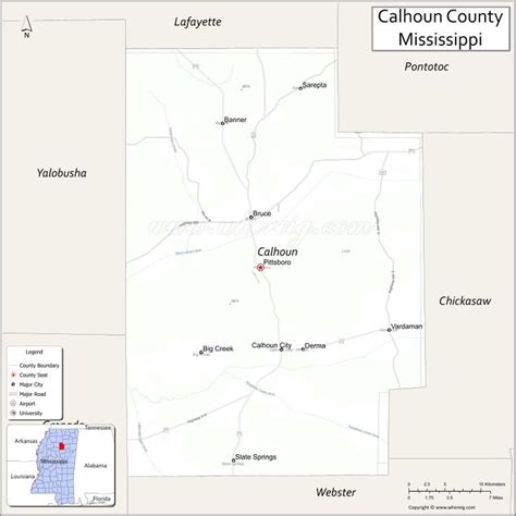 Map Of The City Of Caliston County Mississippi Highlighted In Red And