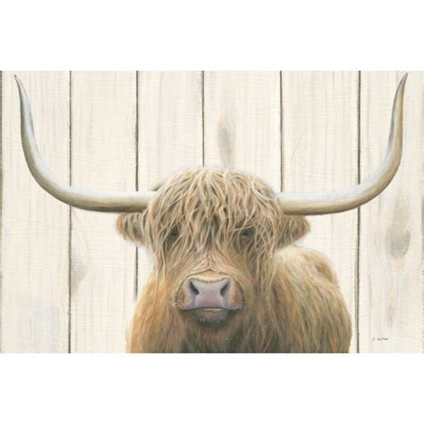 Gracie Oaks Highland Cow Shiplap By James Wiens Wrapped Canvas