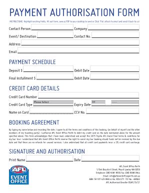 Fillable Online Payment Authorisation Form Travel Sports Fax