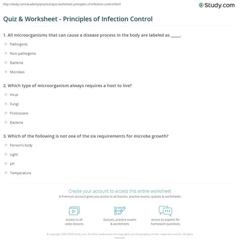 Infection Control Worksheets